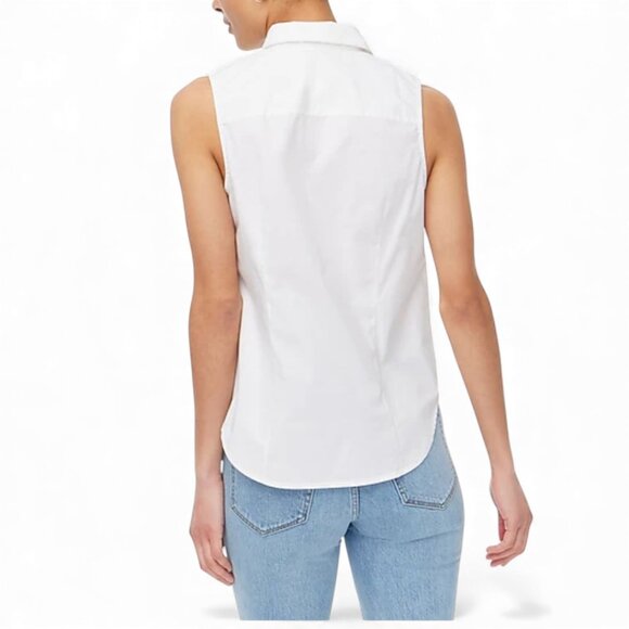 J. Crew Sleeveless cotton poplin shirt in signature fit Size Small Petite - Picture 2 of 9